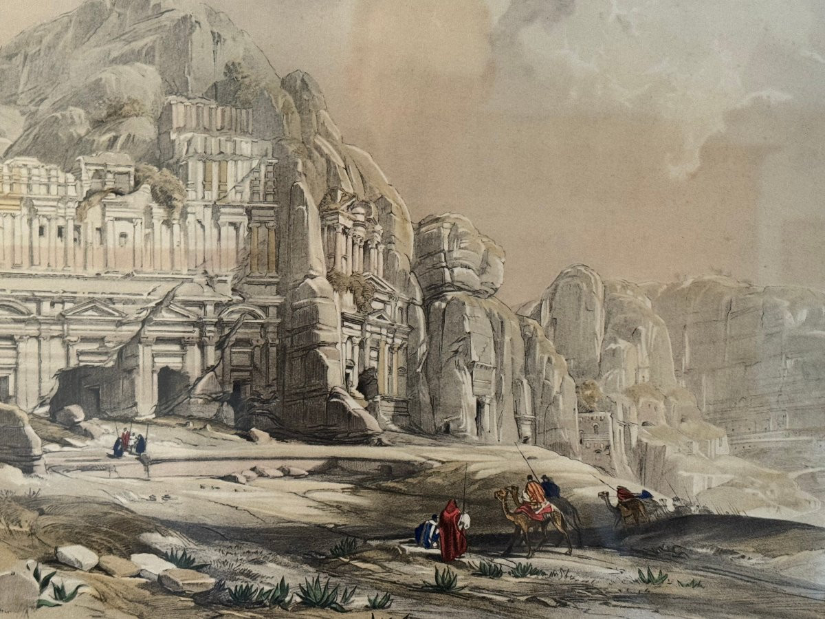 Old And Rare Orientalist Lithograph By David Robert Circa 1850 Petra Holy Land Petra-photo-3