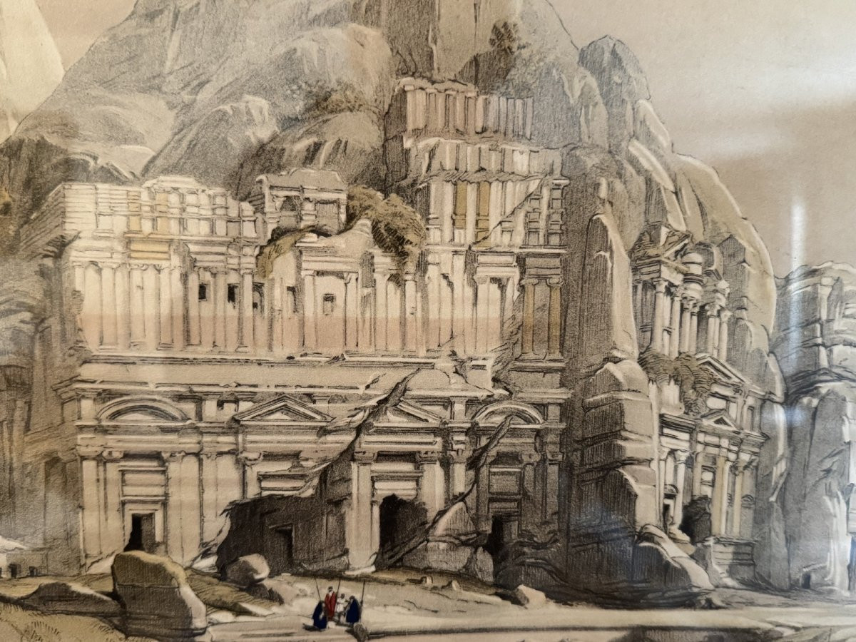 Old And Rare Orientalist Lithograph By David Robert Circa 1850 Petra Holy Land Petra-photo-5