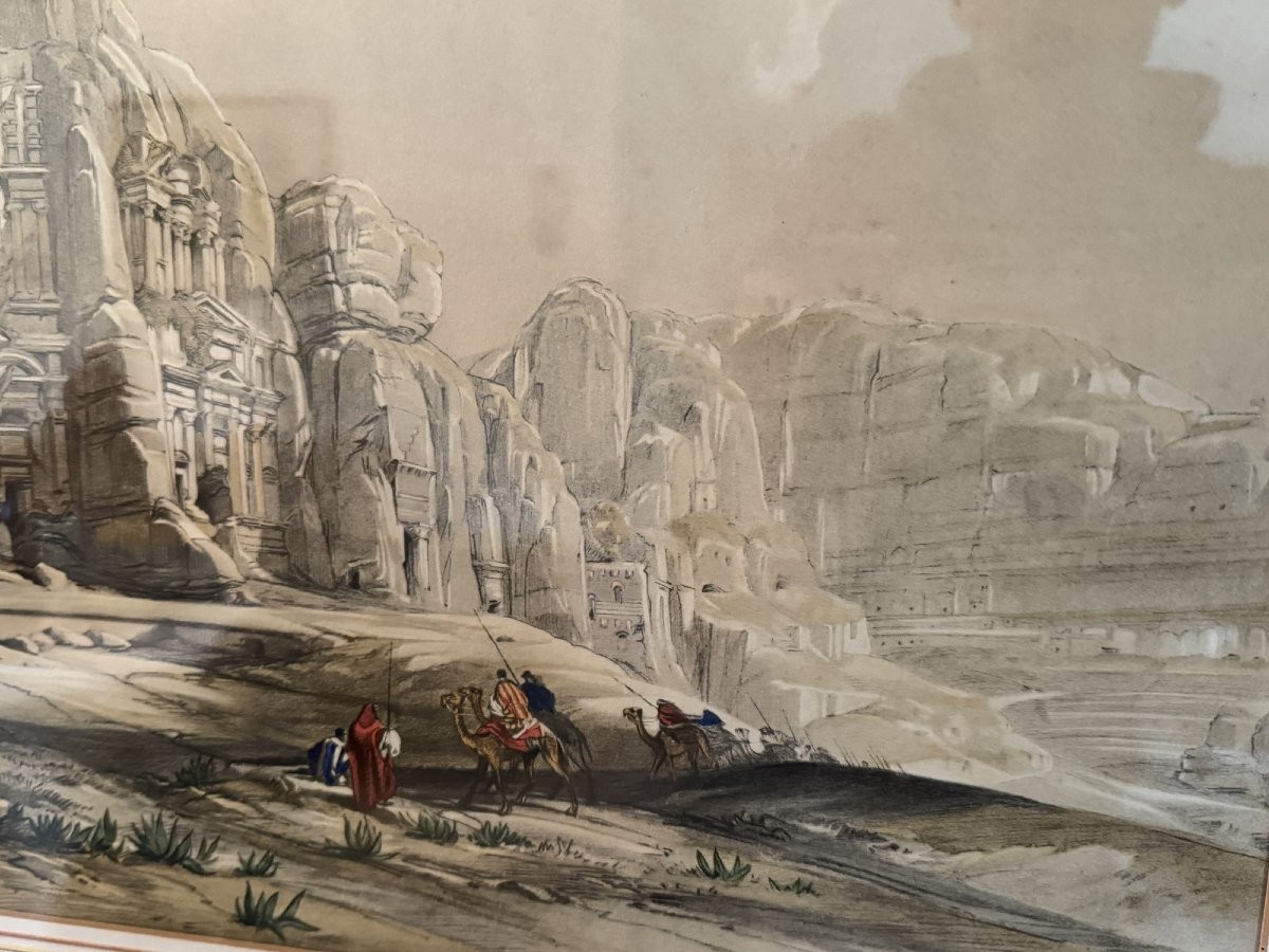 Old And Rare Orientalist Lithograph By David Robert Circa 1850 Petra Holy Land Petra-photo-6