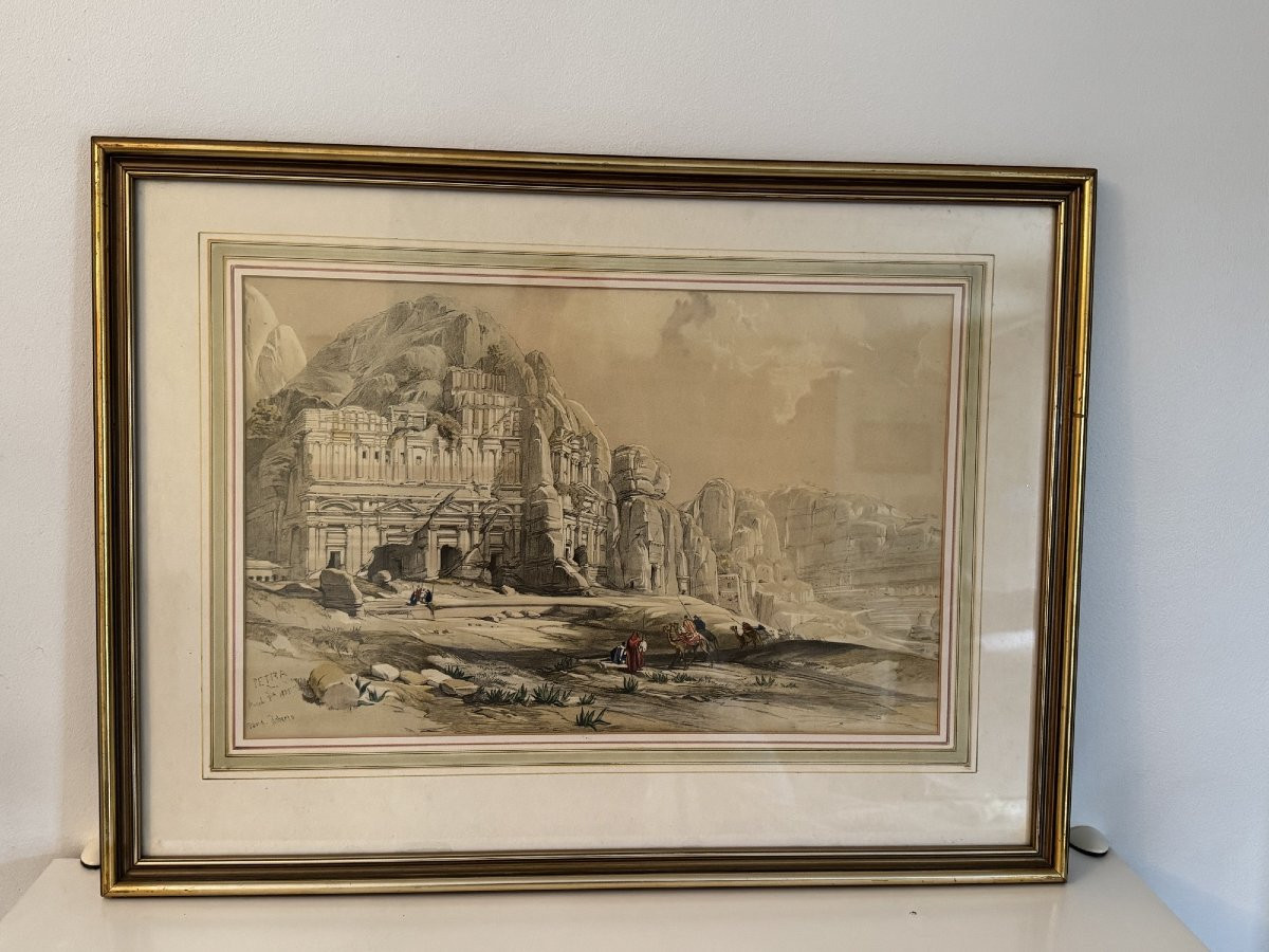 Old And Rare Orientalist Lithograph By David Robert Circa 1850 Petra Holy Land Petra-photo-7