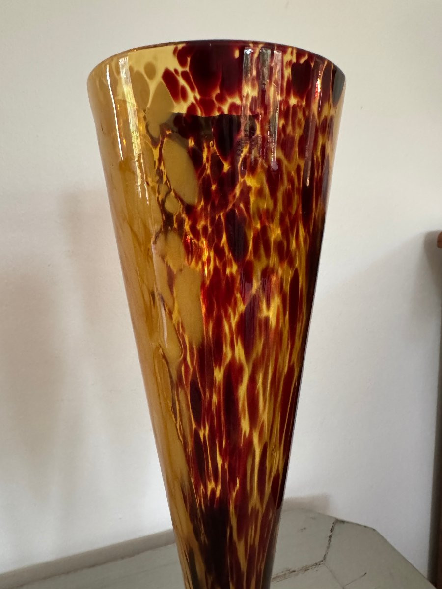 Antique And Large Clichy Vase, Art Deco Period, Circa 1930, Speckled Glass -photo-4