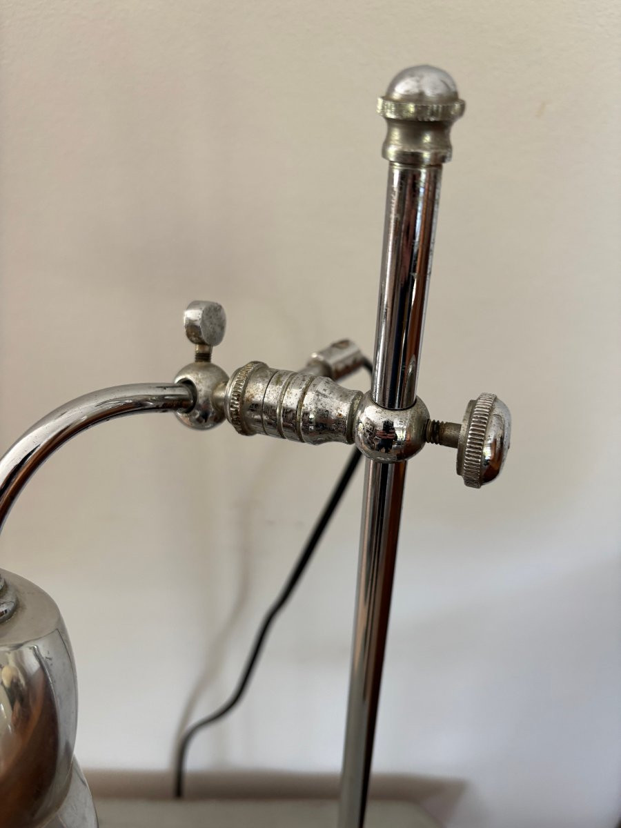 Antique Art Deco Chrome Desk Lamp Circa 1920, Electrically Redone-photo-4