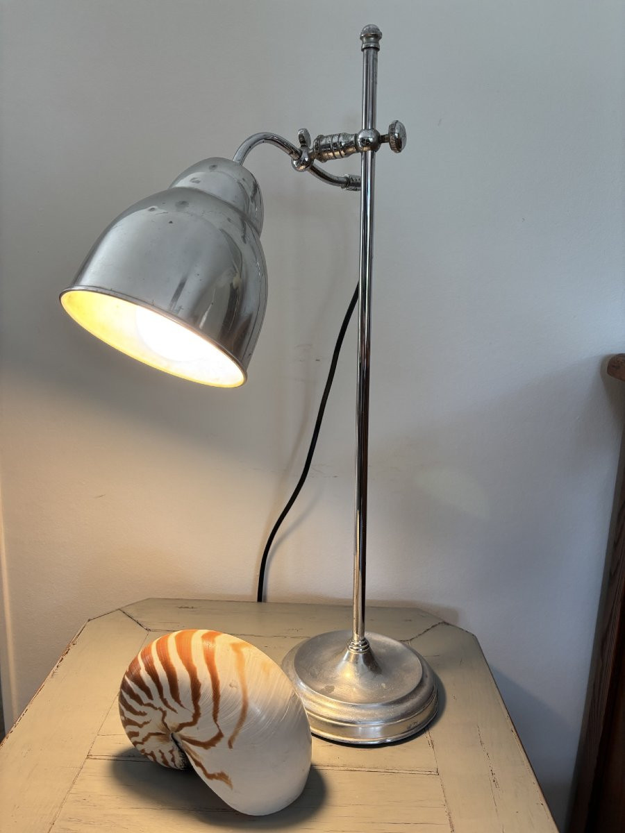Antique Art Deco Chrome Desk Lamp Circa 1920, Electrically Redone-photo-6