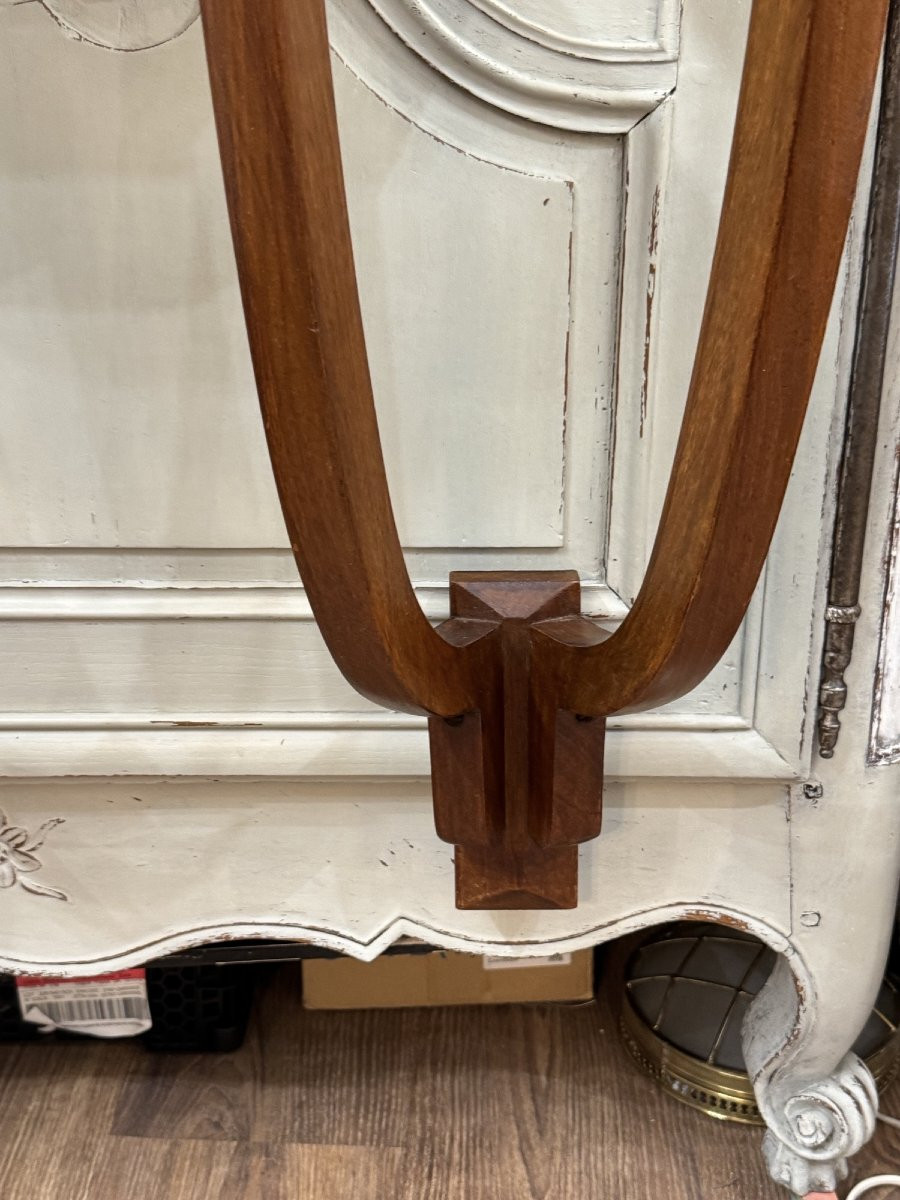 Antique Pair Of Art Deco Wall Consoles Circa 1930 In Walnut Antique Bedside Tables -photo-3