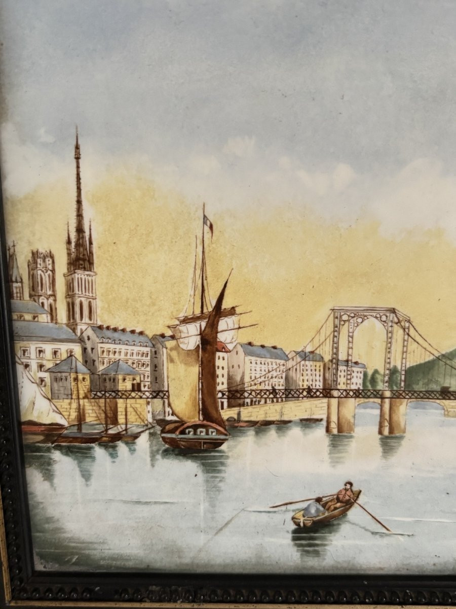 Old Painting Plaque Rouen Painting On Porcelain Late 19th Century Normandy-photo-4