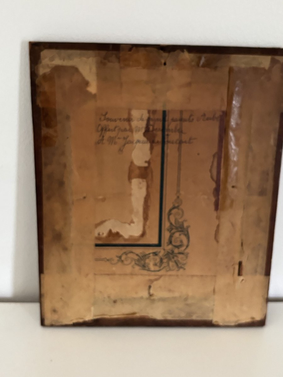 Old Frame Of A Small Marine Painting Of A Ship In Straw Marquetry From The Late 19th Century -photo-6