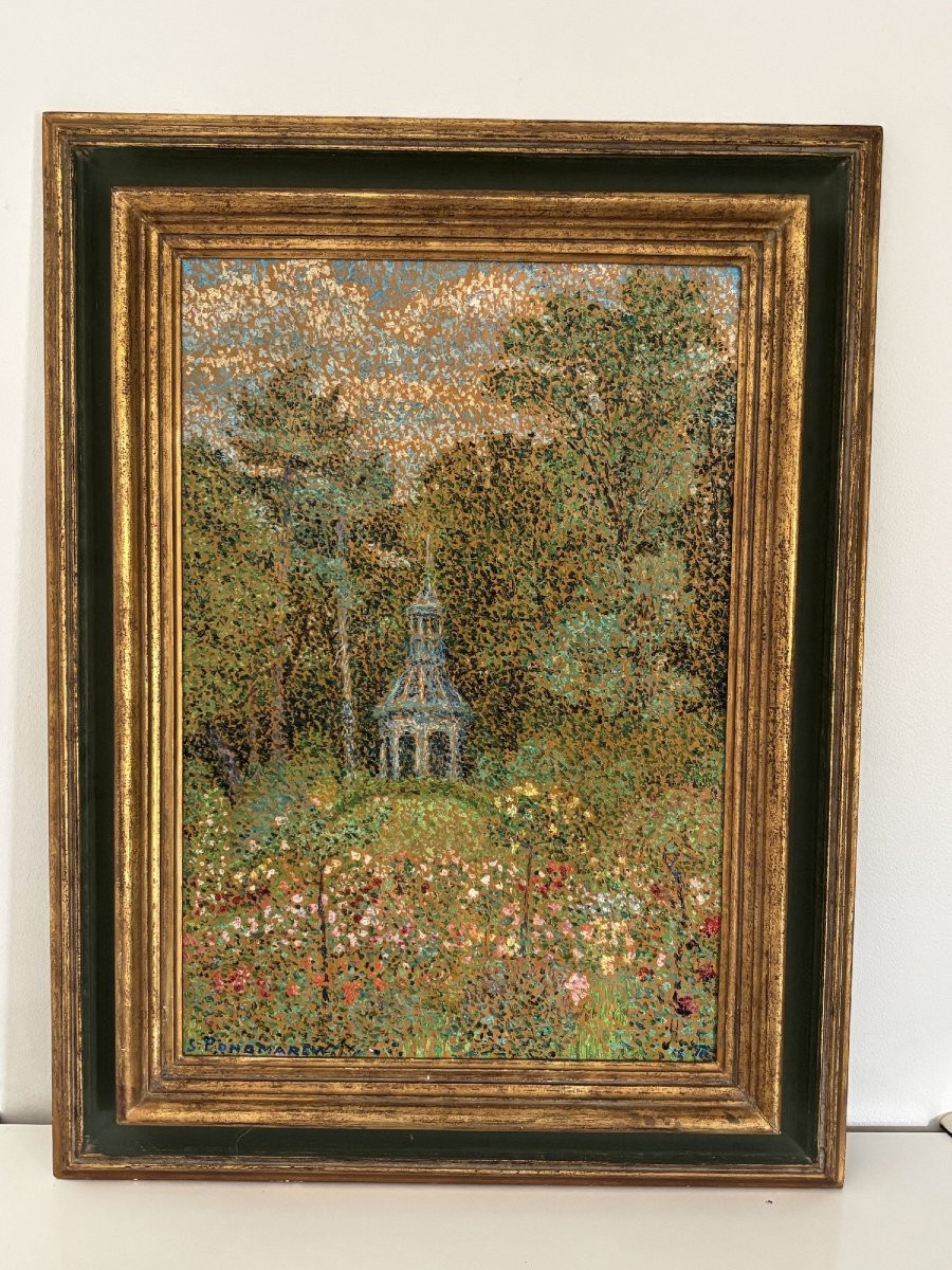 Old Oil Painting On Canvas By Serge Ponomarew (1911-1984) - Pointillism Russian School-photo-1