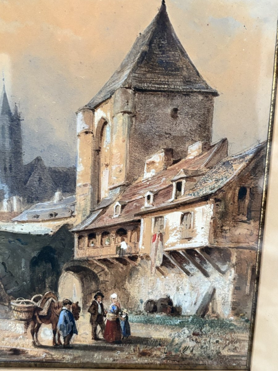 Old Gouache And Watercolor Painting By Leon Fleury Moret Sur Loing 19th Century Barbizon-photo-6