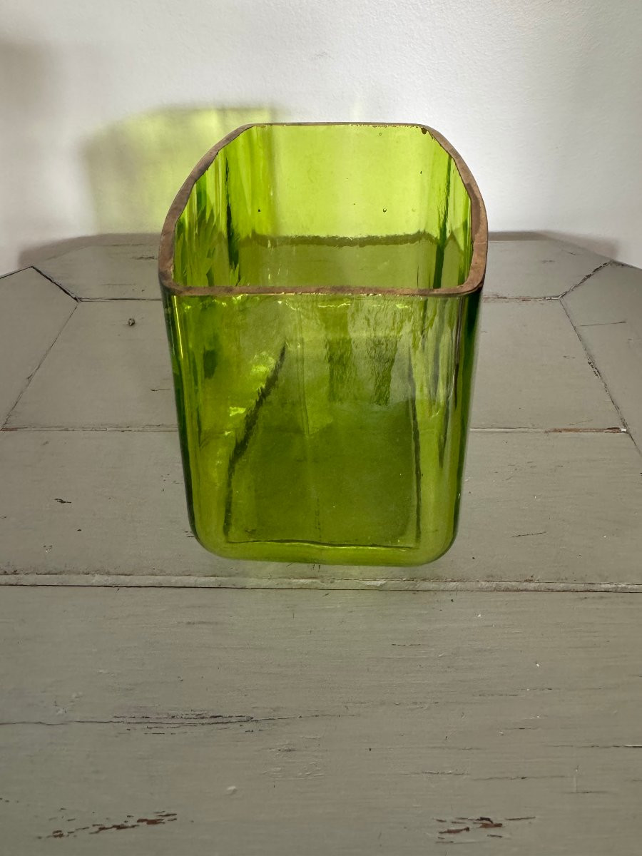 Antique Small Green Enamelled Vase Circa 1900 Attributed To Legras-photo-2