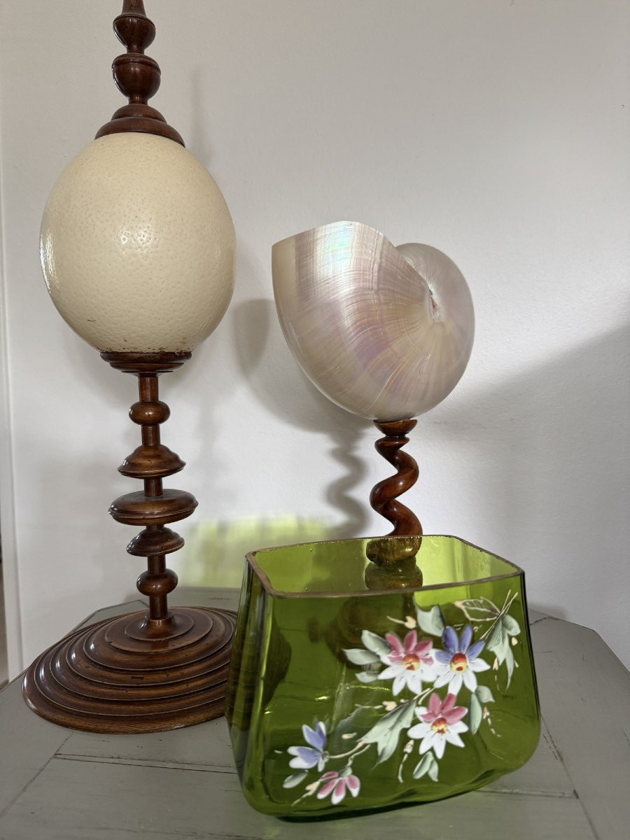 Antique Small Green Enamelled Vase Circa 1900 Attributed To Legras-photo-4