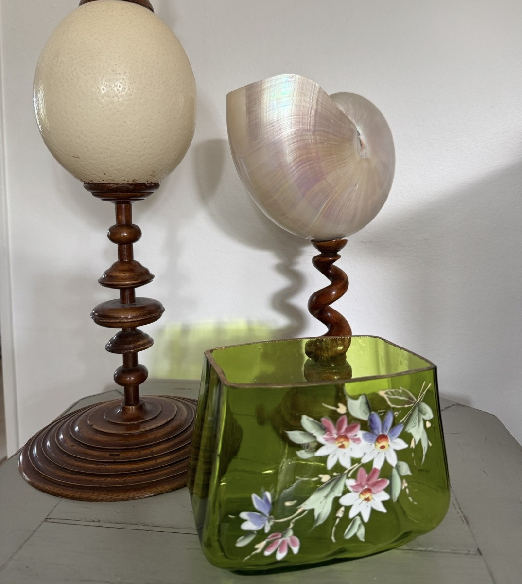 Antique Small Green Enamelled Vase Circa 1900 Attributed To Legras
