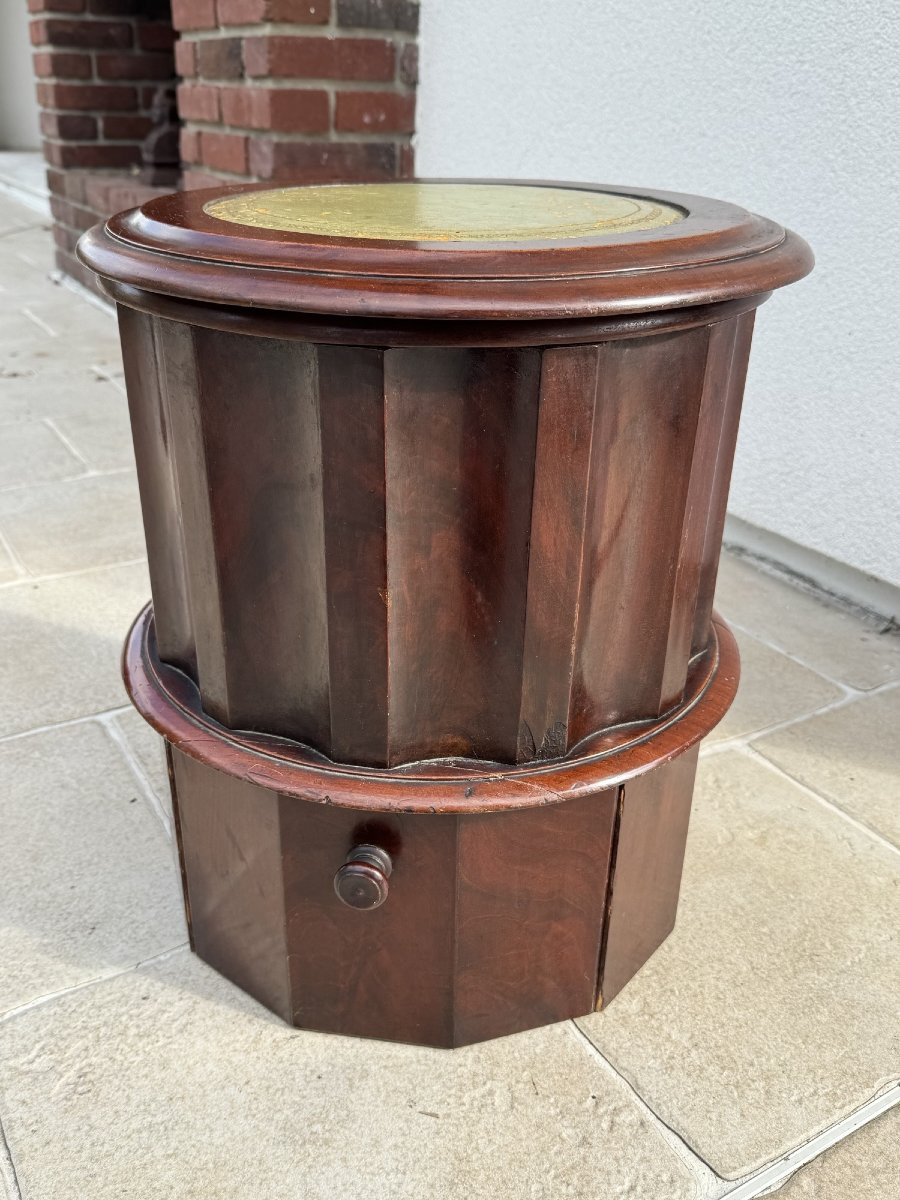 Old Stool Commode Seat Old Empire Mahogany Column Early 19th Century -photo-3