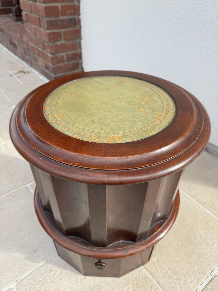 Old Stool Commode Seat Old Empire Mahogany Column Early 19th Century -photo-4
