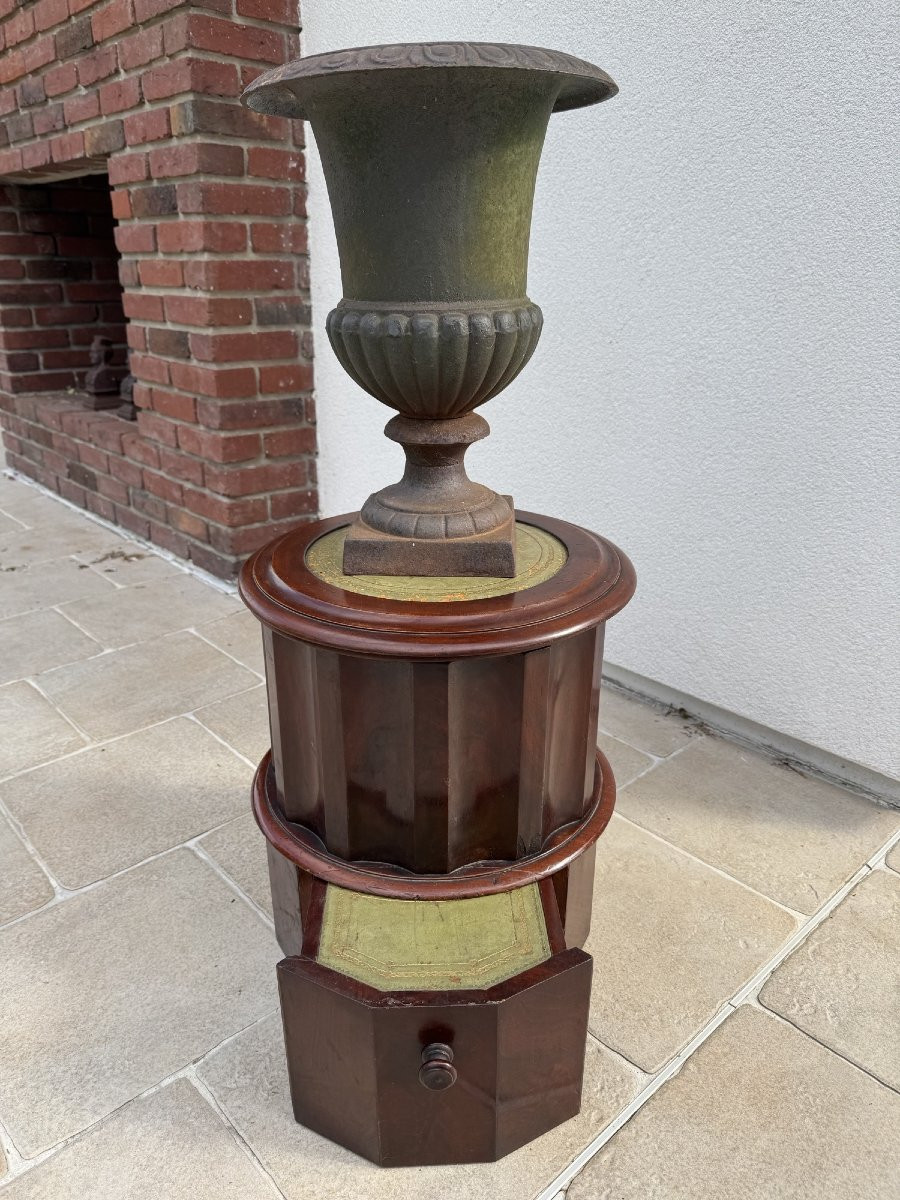 Old Stool Commode Seat Old Empire Mahogany Column Early 19th Century -photo-1
