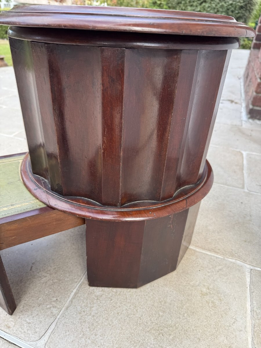Old Stool Commode Seat Old Empire Mahogany Column Early 19th Century -photo-4