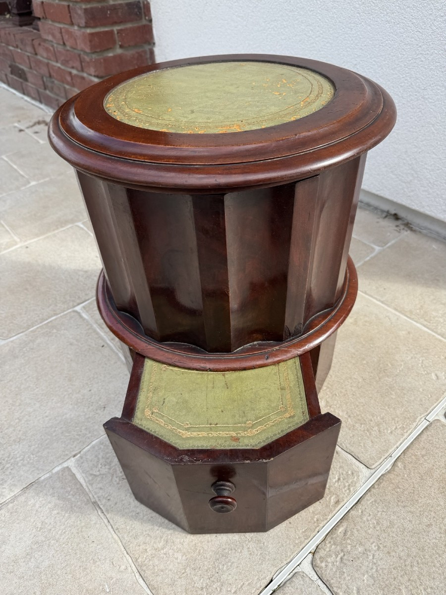 Old Stool Commode Seat Old Empire Mahogany Column Early 19th Century 