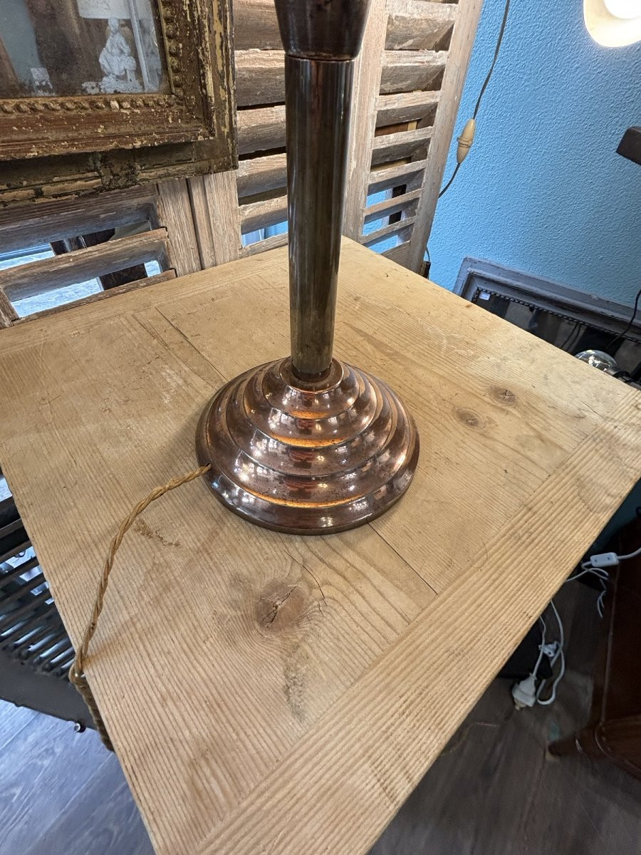 Antique Mushroom Lamp From The Art Deco Period In Copper Circa 1930-1940, Modernist-photo-4