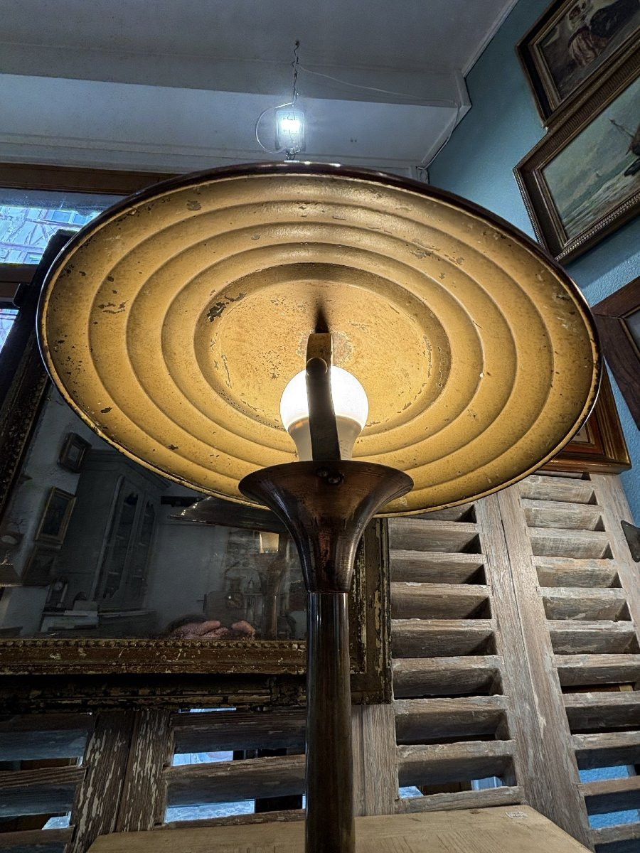 Antique Mushroom Lamp From The Art Deco Period In Copper Circa 1930-1940, Modernist-photo-5