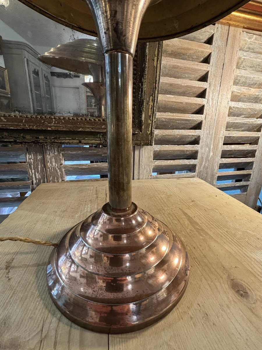 Antique Mushroom Lamp From The Art Deco Period In Copper Circa 1930-1940, Modernist-photo-7