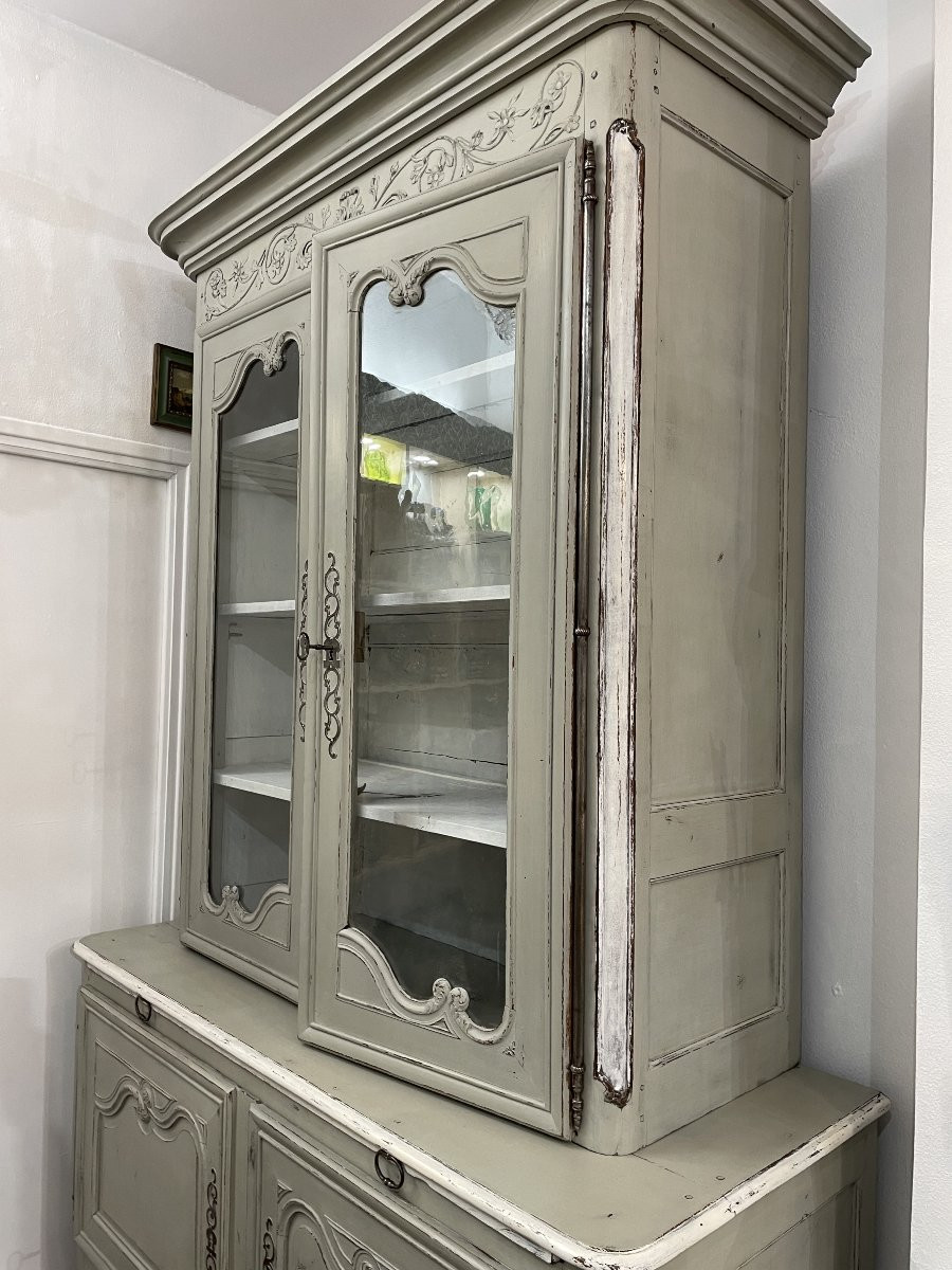 Ancien Buffet De Présentation Deux Corps  Chêne Patiné époque Louis XV XVIII ème Siècle Vitrine-photo-2