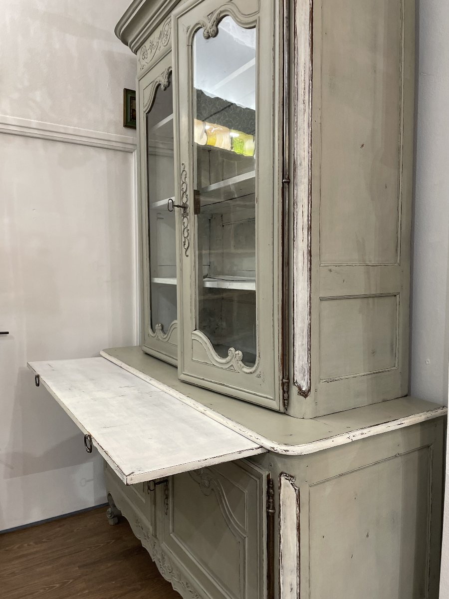 Ancien Buffet De Présentation Deux Corps  Chêne Patiné époque Louis XV XVIII ème Siècle Vitrine-photo-4