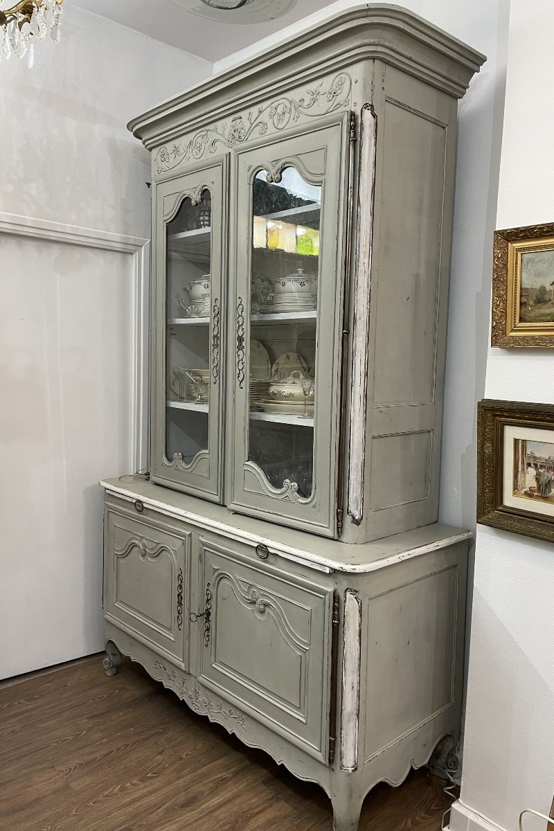Ancien Buffet De Présentation Deux Corps  Chêne Patiné époque Louis XV XVIII ème Siècle Vitrine