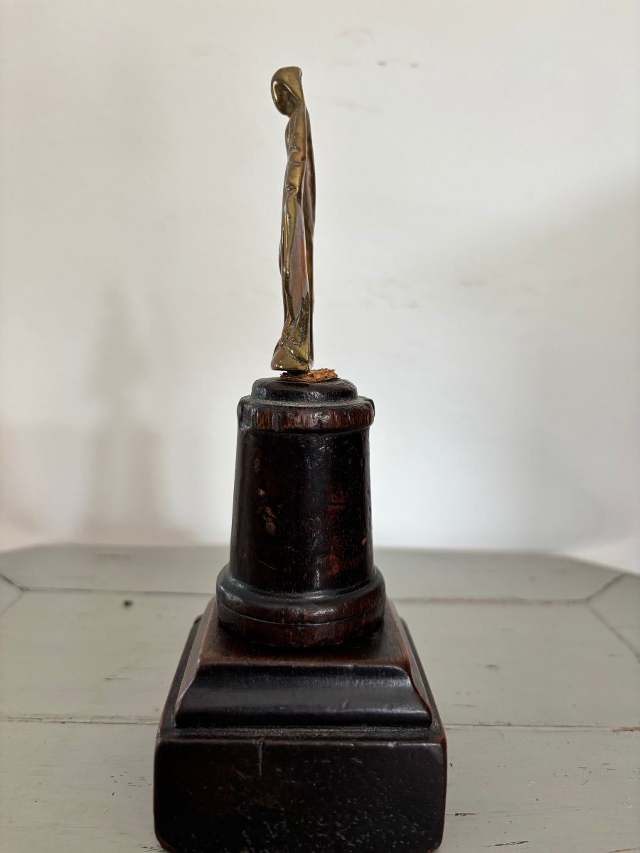 ancienne petite vierge en laiton doré monté sur socle vers 1880 objet de dévotion religieux-photo-1