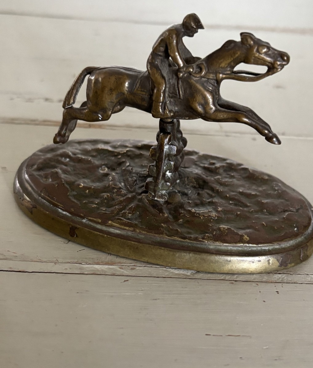 Rare Small Removable Bronze Jockey 19th Century Statue Sculpture Horse Equestrian Animal 