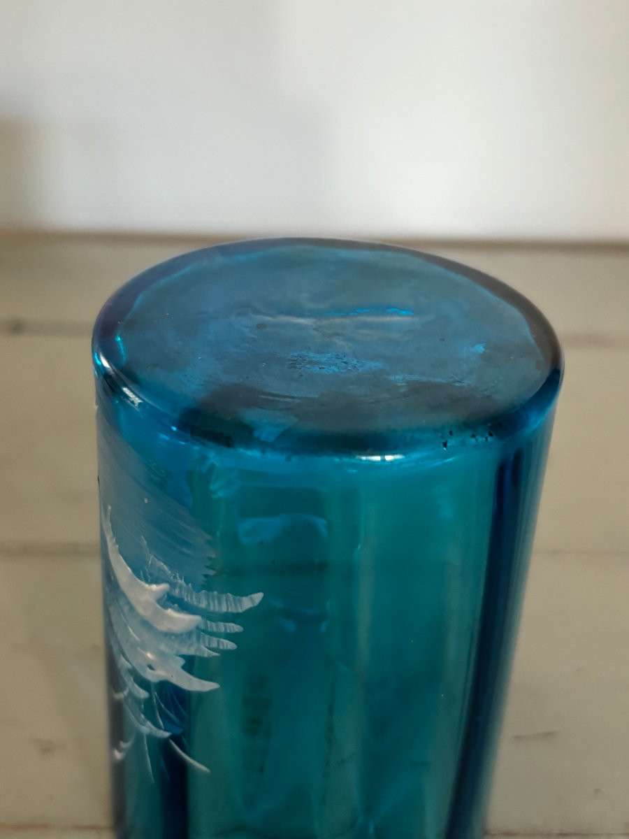 Antique Mary Gregory Enamelled Glass, 19th Century, Blue And White-photo-5
