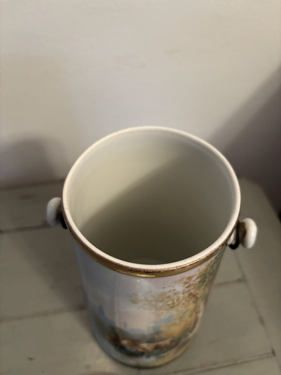 Ancien pot à lait en porcelaine à décor de vaches , porcelaine de Paris, fin XIX eme -photo-2