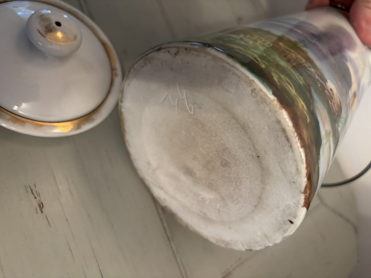 Ancien pot à lait en porcelaine à décor de vaches , porcelaine de Paris, fin XIX eme -photo-7