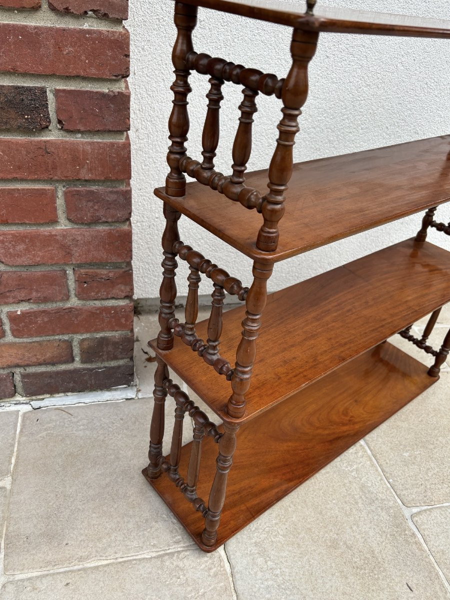 Ancienne et grande étagère murale acajou Napoleon III collectionneur etagere XIX siècle -photo-3