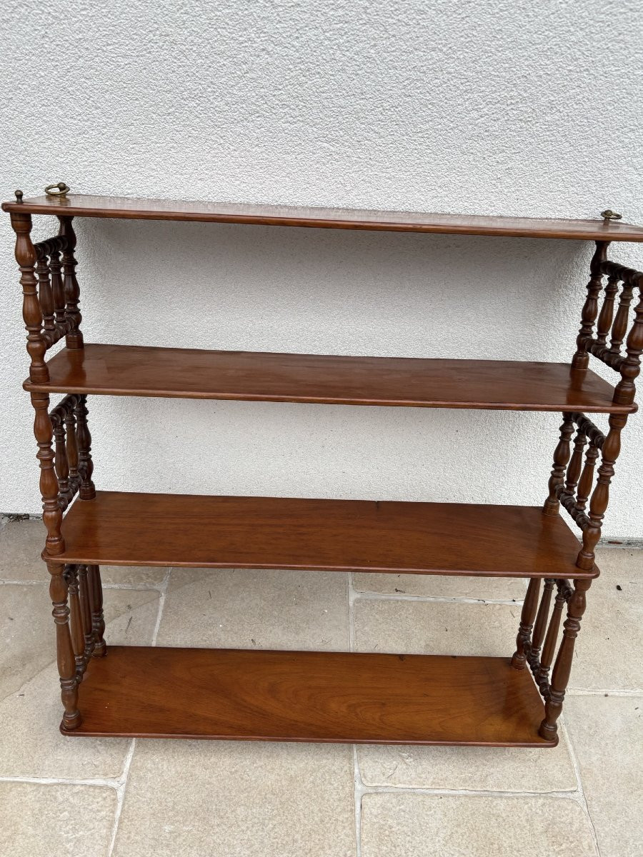 Ancienne et grande étagère murale acajou Napoleon III collectionneur etagere XIX siècle -photo-5