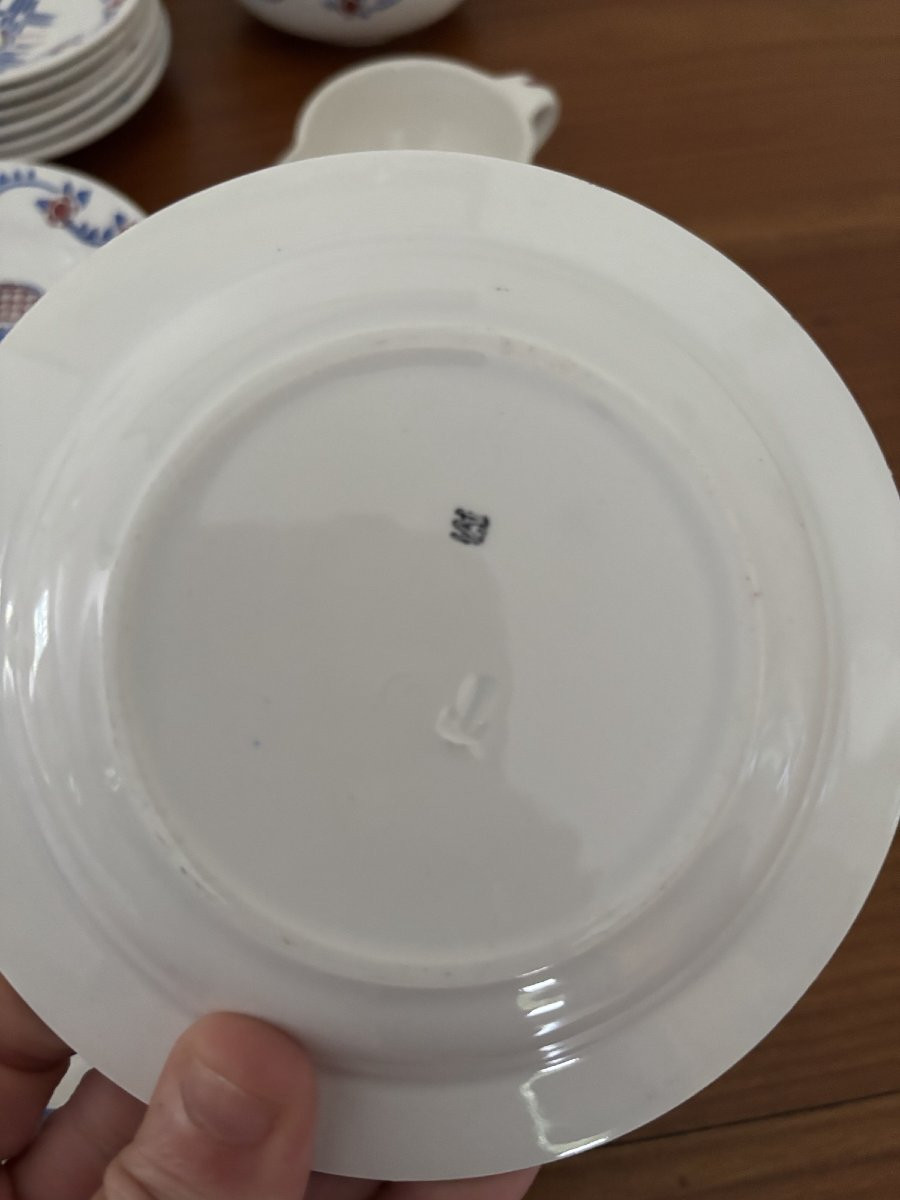 Ancien service de table complet jouet jeu dinette en faience début XX eme 57 pieces poupée-photo-4