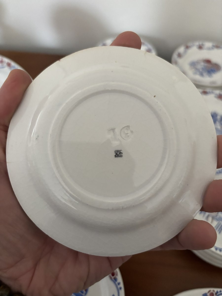 Ancien service de table complet jouet jeu dinette en faience début XX eme 57 pieces poupée-photo-5