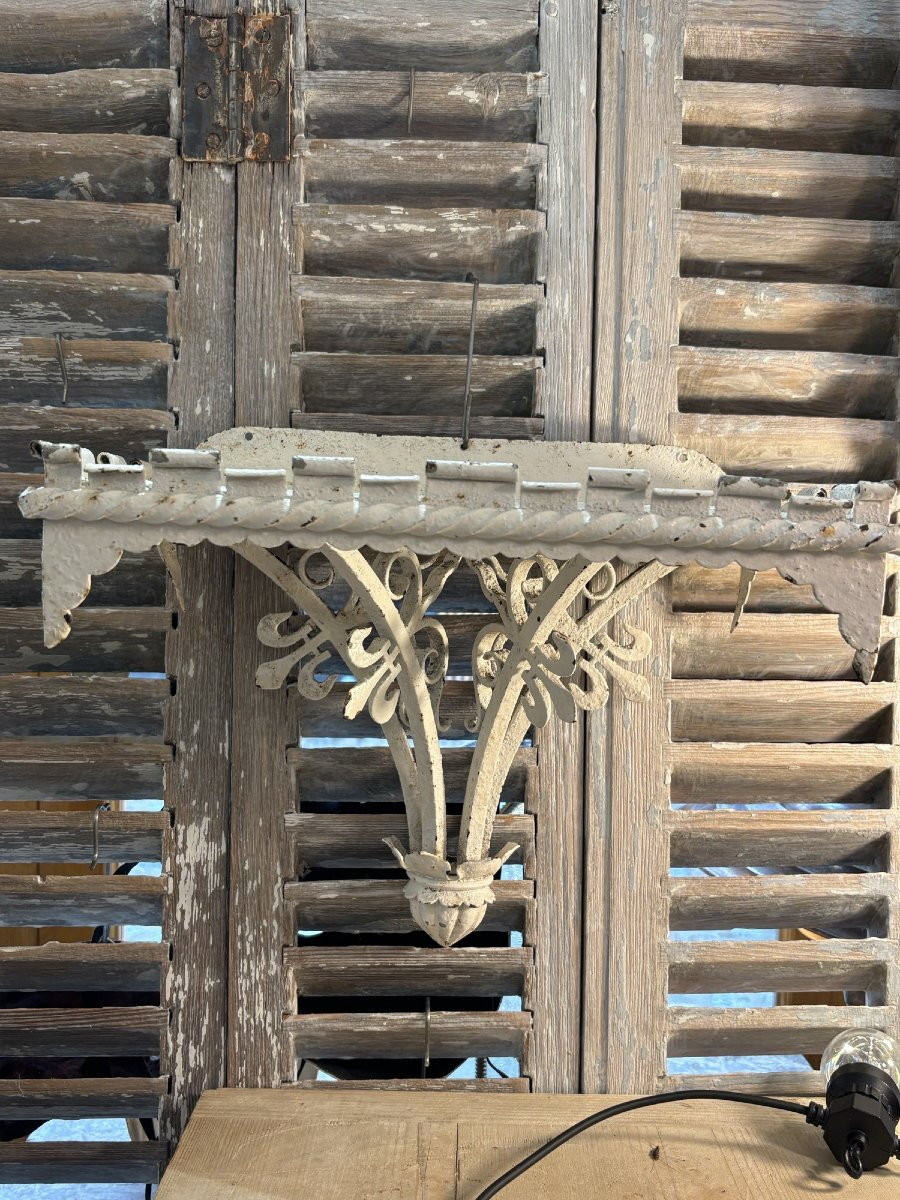 Antique Wrought Iron Wall Bracket With Floral Decoration, Art Nouveau Period, Circa 1920-photo-3