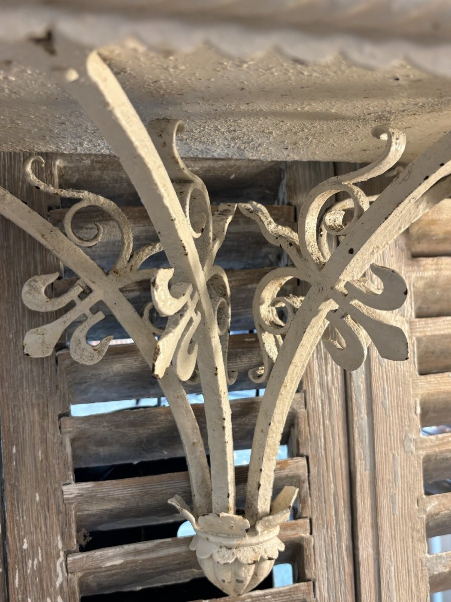 Antique Wrought Iron Wall Bracket With Floral Decoration, Art Nouveau Period, Circa 1920-photo-4