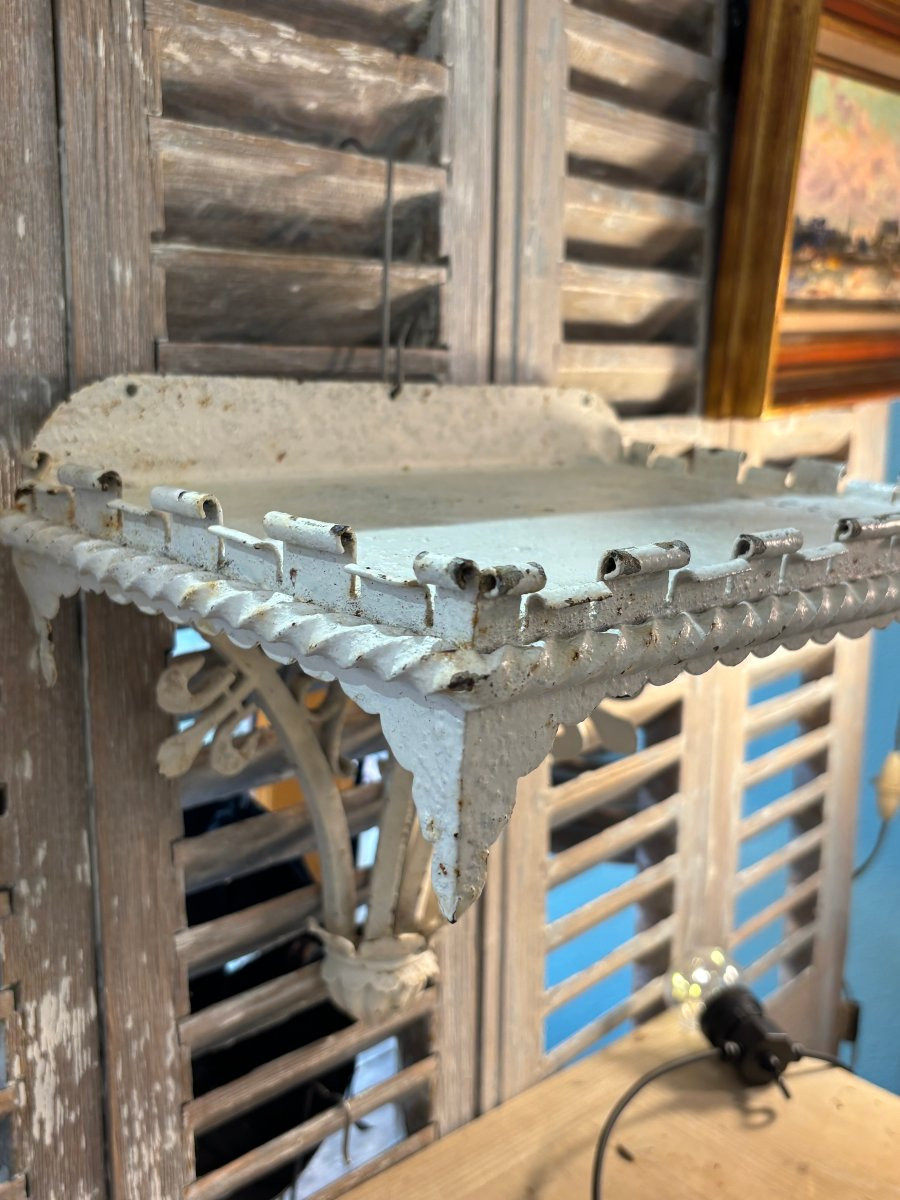 Antique Wrought Iron Wall Bracket With Floral Decoration, Art Nouveau Period, Circa 1920-photo-5