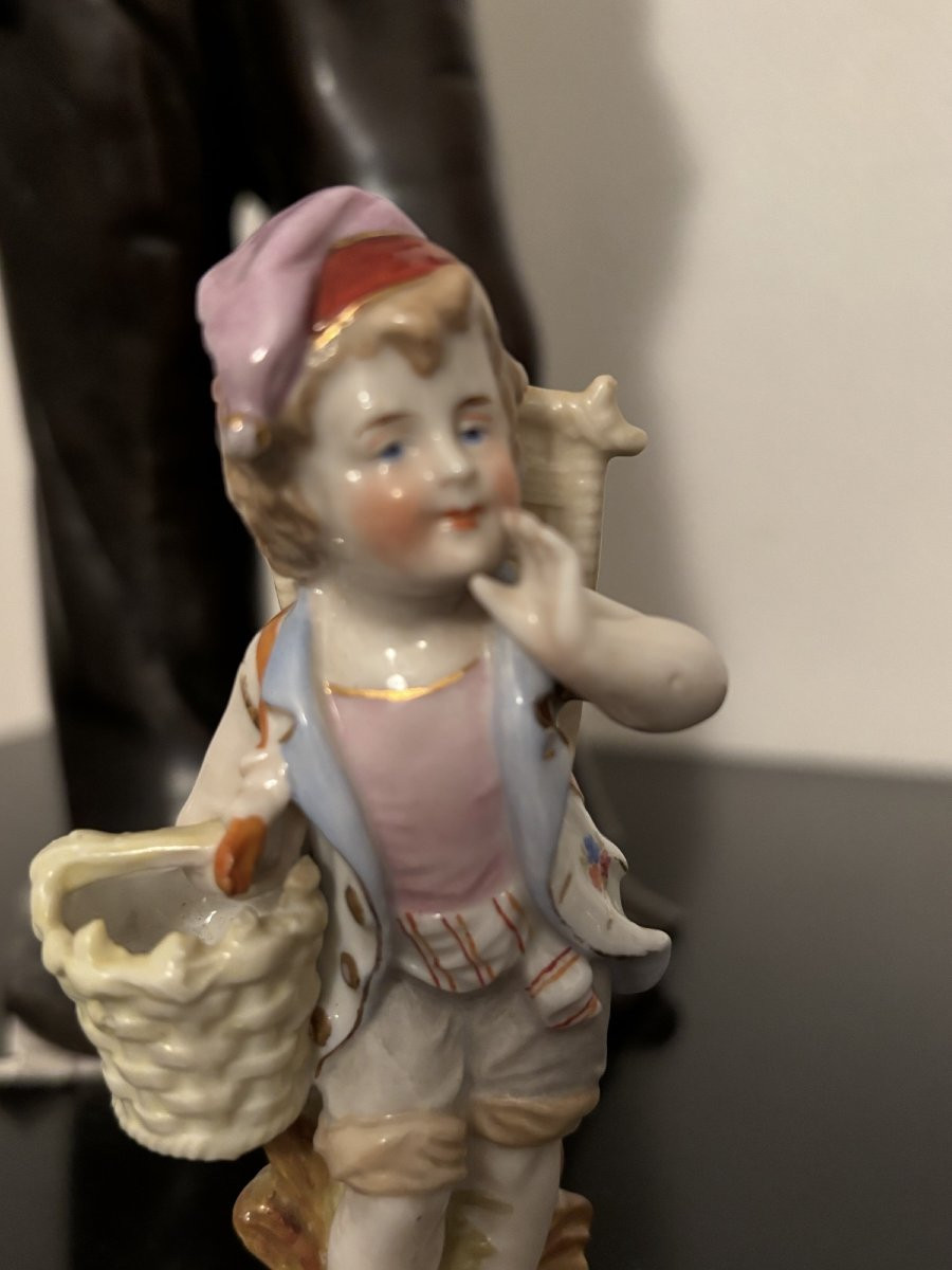 Antique Small German Porcelain Figure, Late 19th Century, Depicting A Statue In A Pose.-photo-2