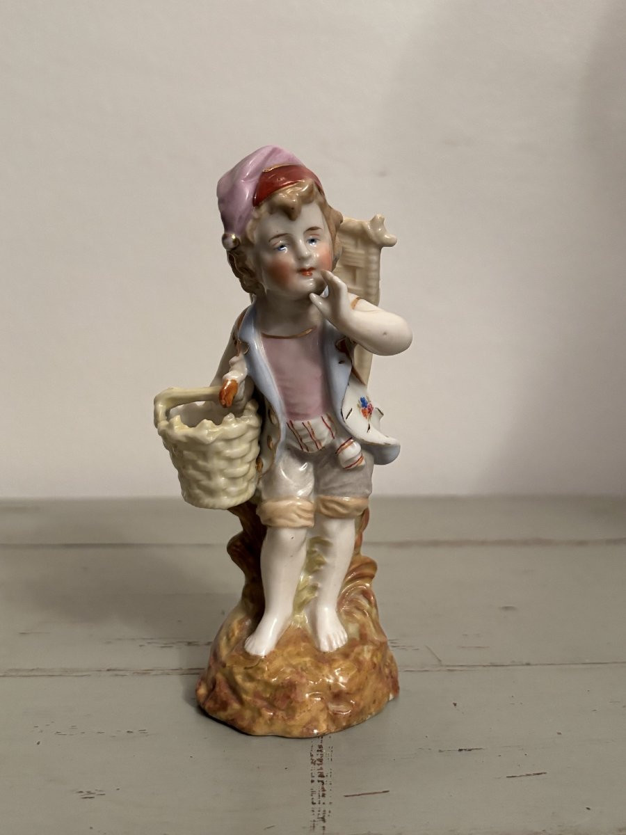Antique Small German Porcelain Figure, Late 19th Century, Depicting A Statue In A Pose.-photo-3