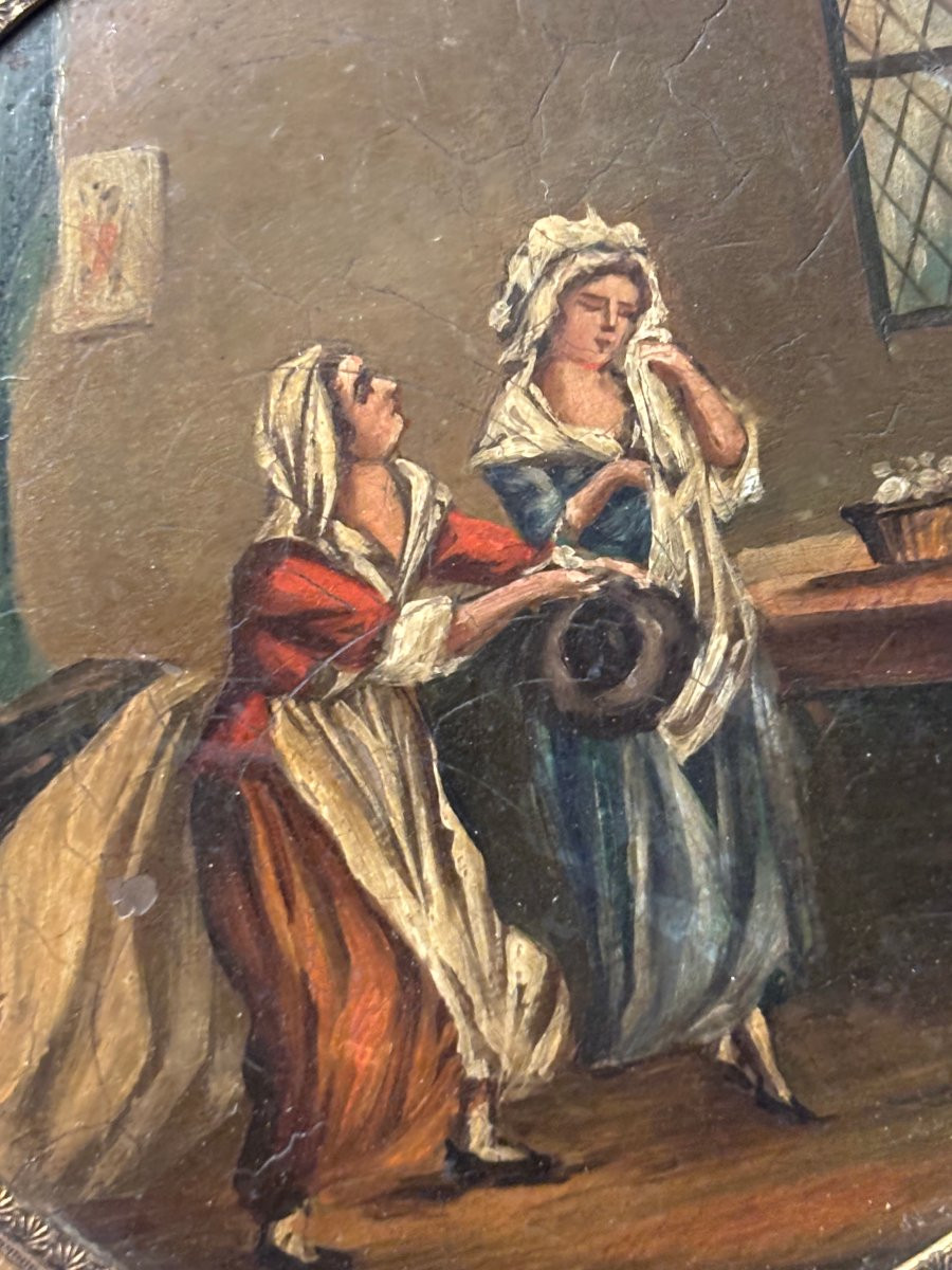 An Old Miniature Painted In Oil On Copper, Early 19th Century, Depicting "conviction."-photo-5