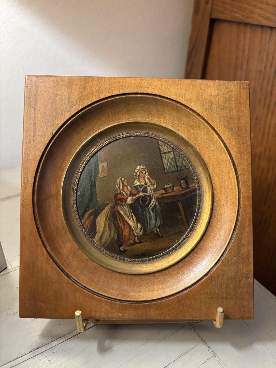 An Old Miniature Painted In Oil On Copper, Early 19th Century, Depicting "conviction."-photo-8