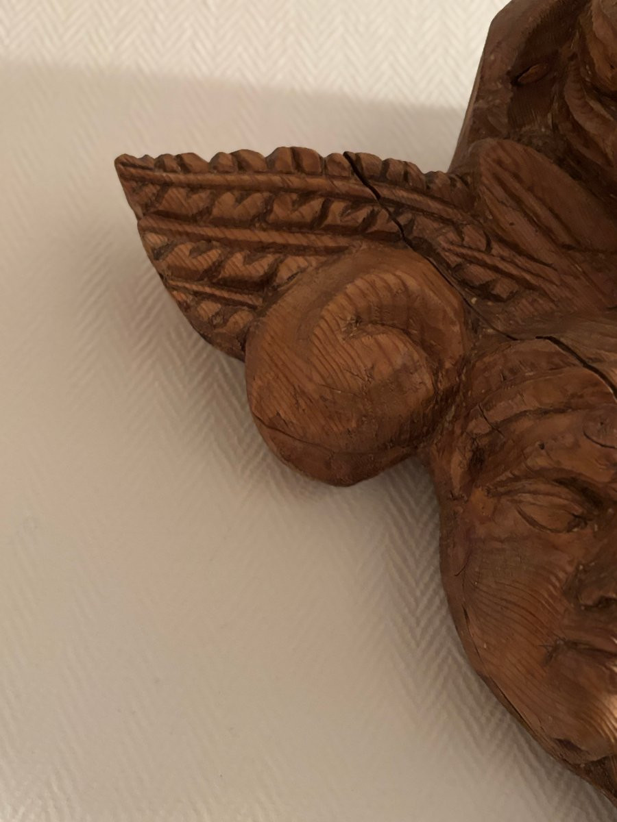 An Imposing Antique Sculpture, A Piece Of Woodwork Featuring Carved Angels And Putti, Dating From The 18th Century.-photo-7