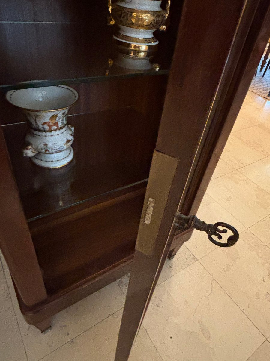 Ancienne et petite vitrine bibliotheque Restauration Louis Philippe en acajou epoque XIXeme-photo-2