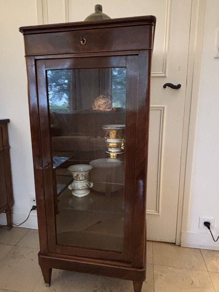 Ancienne et petite vitrine bibliotheque Restauration Louis Philippe en acajou epoque XIXeme-photo-3