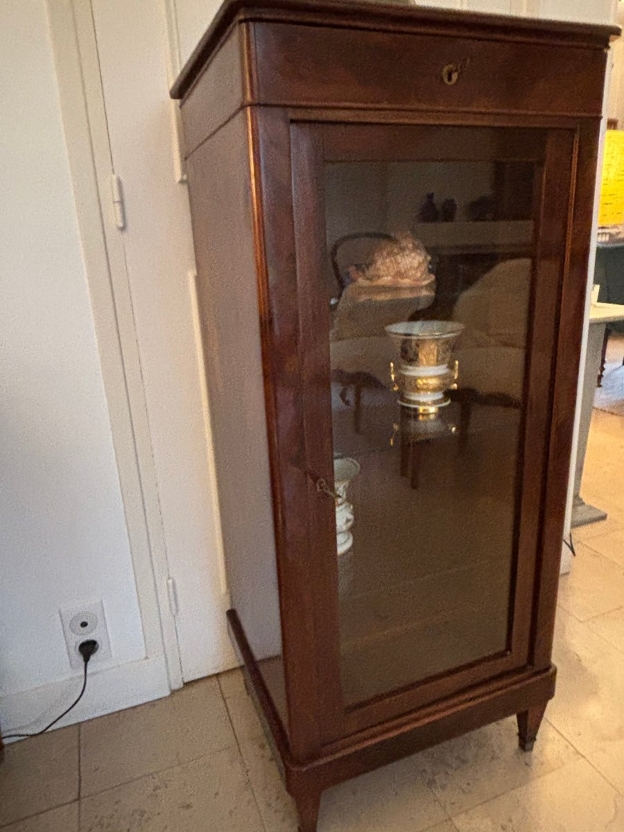 Ancienne et petite vitrine bibliotheque Restauration Louis Philippe en acajou epoque XIXeme-photo-4