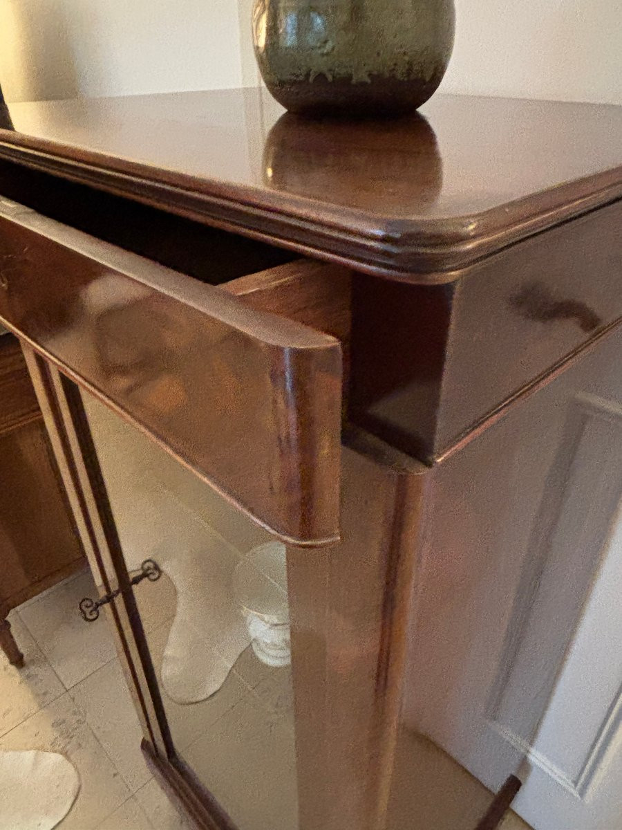 Ancienne et petite vitrine bibliotheque Restauration Louis Philippe en acajou epoque XIXeme-photo-1