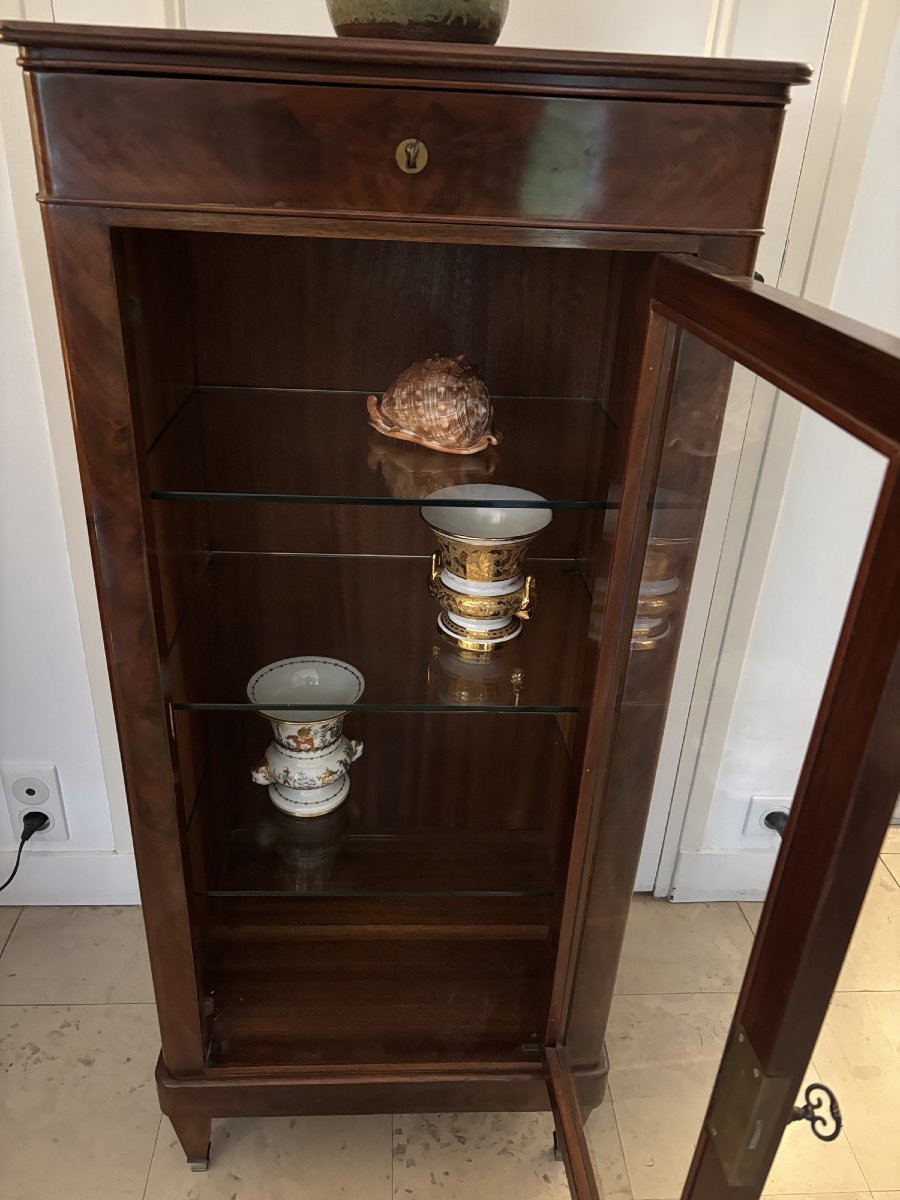 Ancienne et petite vitrine bibliotheque Restauration Louis Philippe en acajou epoque XIXeme-photo-7