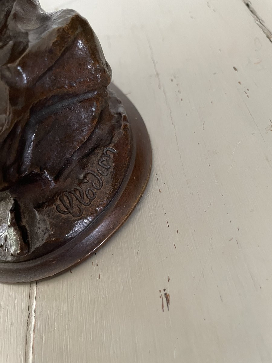 Statue Bronze Patiné Adorable Bronze Chérubin Putto / Putti Par Clodion Fin Du XIX ème  Ancien-photo-2