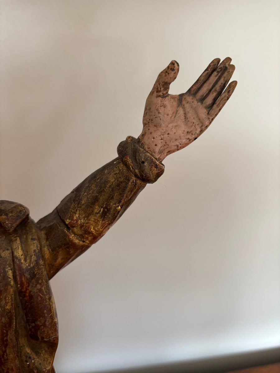 Ancienne vierge  bois dorée epoque fin XVIII déb XIX eme siecle dite à l'assomption polychromie-photo-2